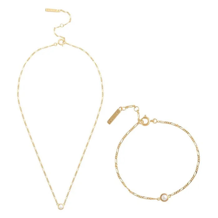 Necklaces Women Olivia Burton Gold Pearl Choker and Bracelet Gift Set