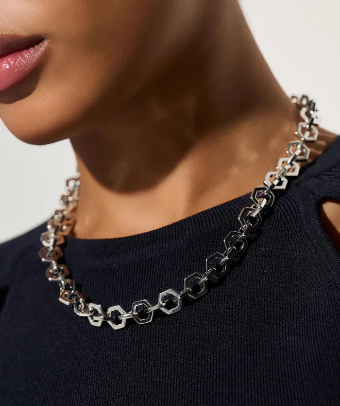 Necklaces Women Olivia Burton Honeycomb Silver Link Necklace