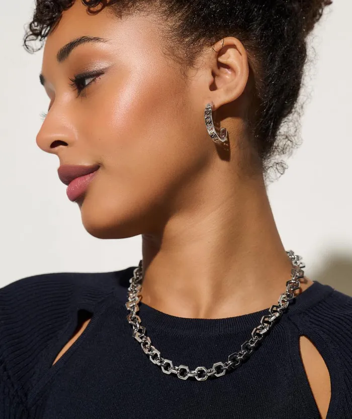 Necklaces Women Olivia Burton Honeycomb Silver Link Necklace