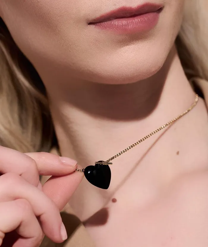 Necklaces Women Olivia Burton Knot Heart Gold and Black Necklace