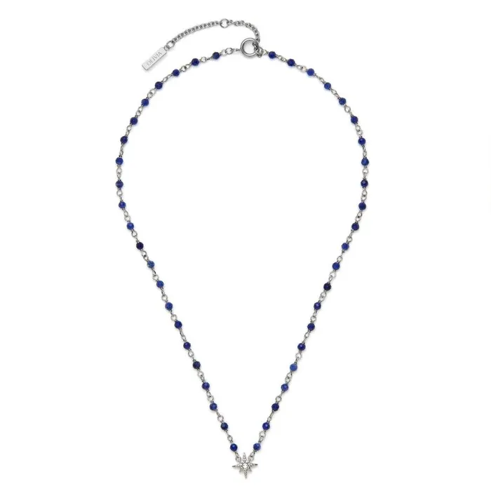 Necklaces Women Olivia Burton North Star Blue and Silver Tone Beaded Charm Necklace