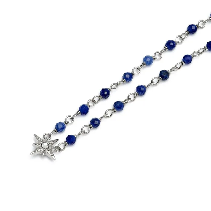 Necklaces Women Olivia Burton North Star Blue and Silver Tone Beaded Charm Necklace