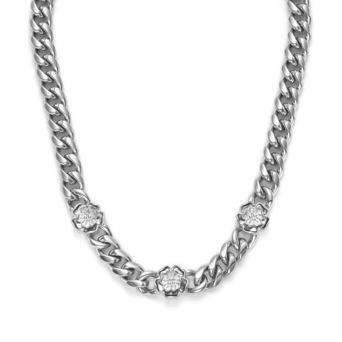 Necklaces Women Olivia Burton Tudor Rose Silver Tone Link Chain Necklace
