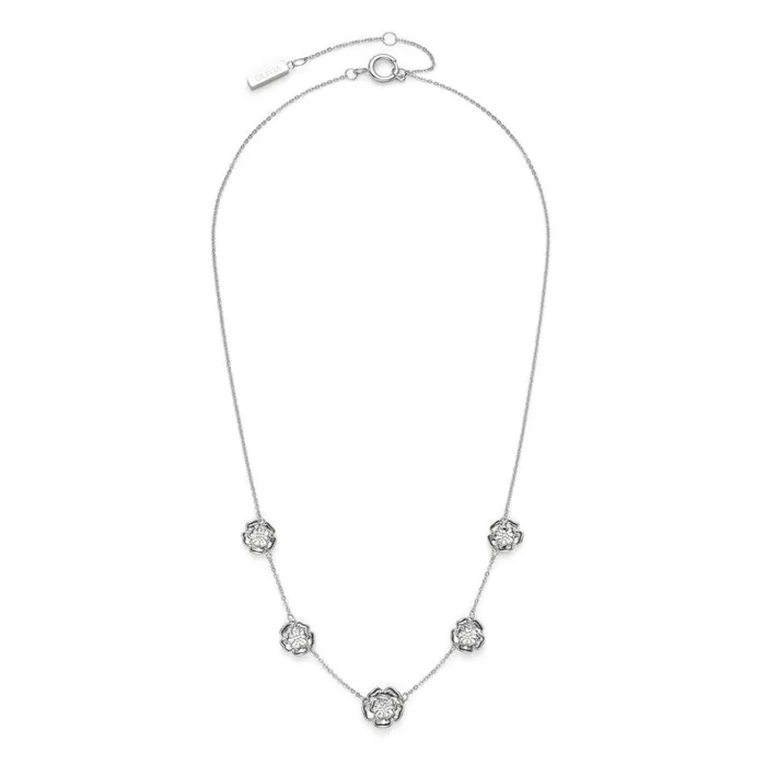 Necklaces Women Olivia Burton Tudor Rose Silver Tone Multi Station Necklace