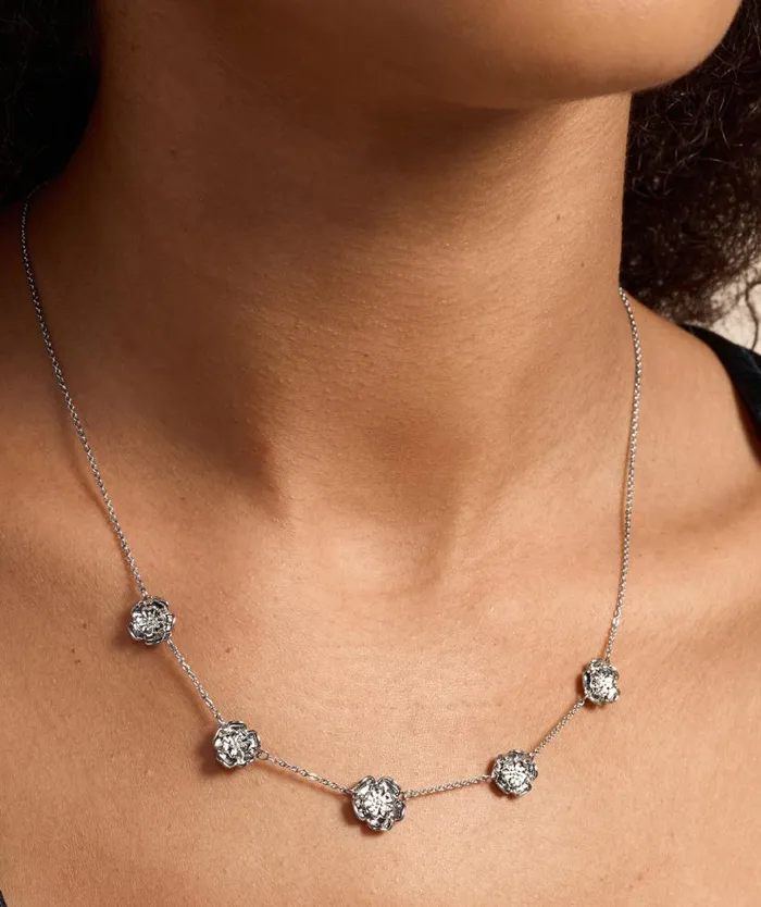 Necklaces Women Olivia Burton Tudor Rose Silver Tone Multi Station Necklace