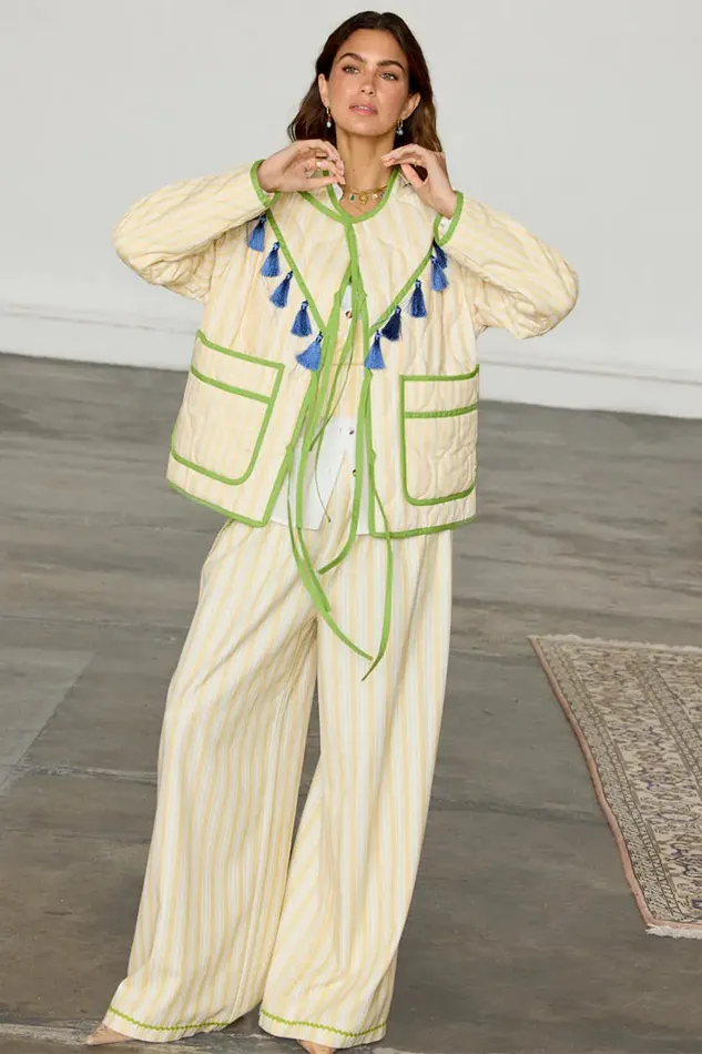 Never Fully Dressed Jackets and Coats Butter Yellow Stripe Quilted Jacket 8211 Women