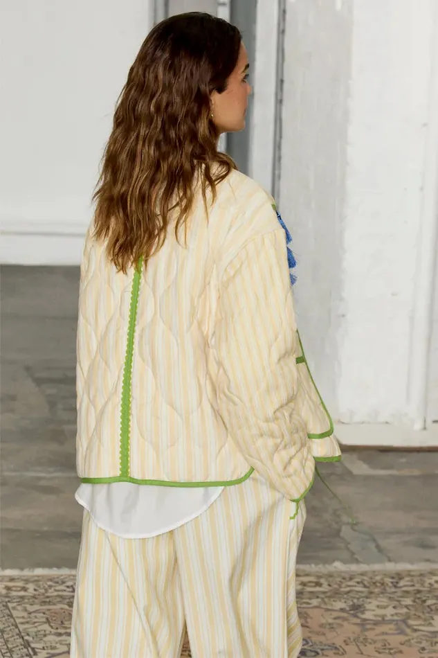 Never Fully Dressed Jackets and Coats Butter Yellow Stripe Quilted Jacket 8211 Women