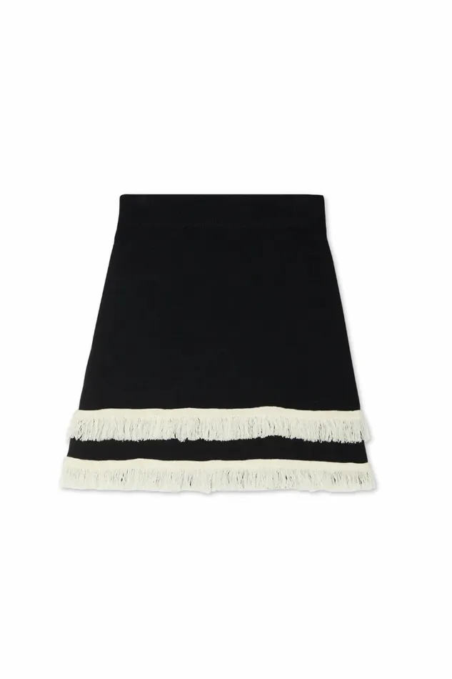 Never Fully Dressed Knitwear Black And Cream Fringe Jake Skirt 8211 Women