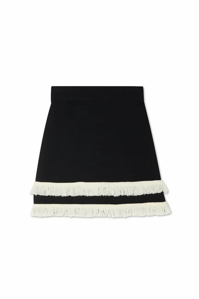 Never Fully Dressed Knitwear Black And Cream Fringe Jake Skirt 8211 Women