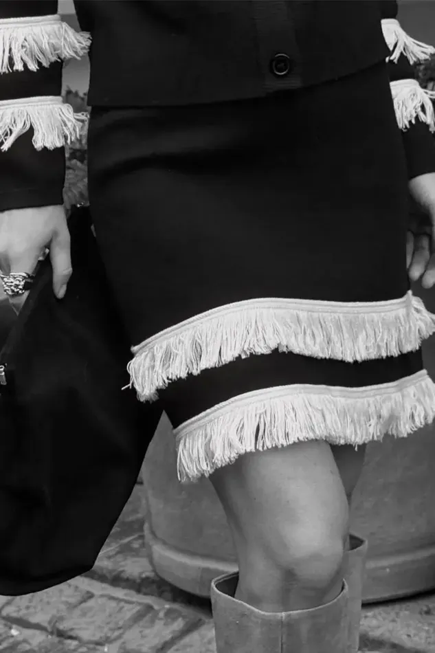 Never Fully Dressed Knitwear Black And Cream Fringe Jake Skirt 8211 Women