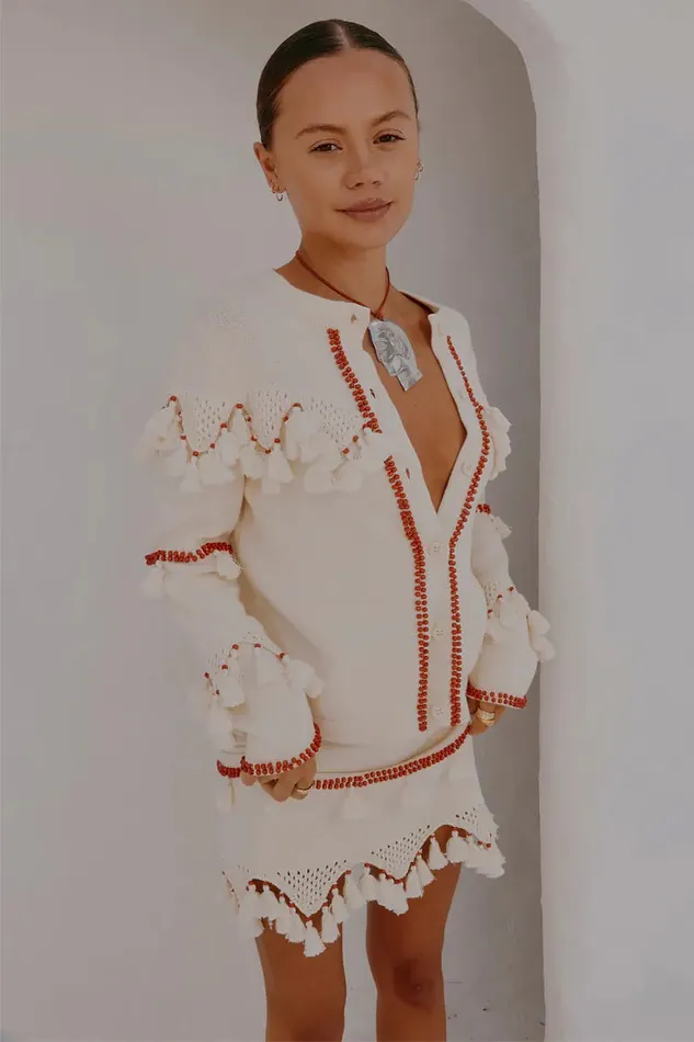 Never Fully Dressed Knitwear Ivory And Red Harper Cardigan 8211 Women Never Fully Dressed Knitwear Ivory And Red Harper Cardigan 8211 Women