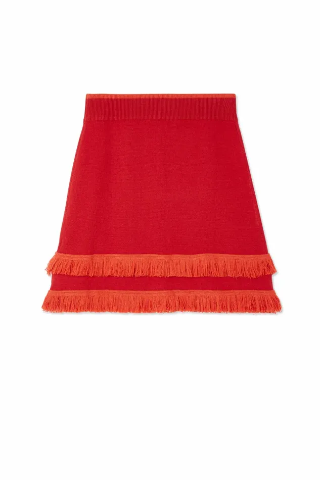 Never Fully Dressed Knitwear Red Fringe Jake Skirt 8211 Women