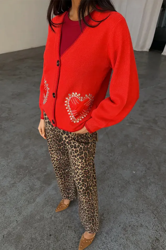 Never Fully Dressed Knitwear Red Heart Cardigan 8211 Women