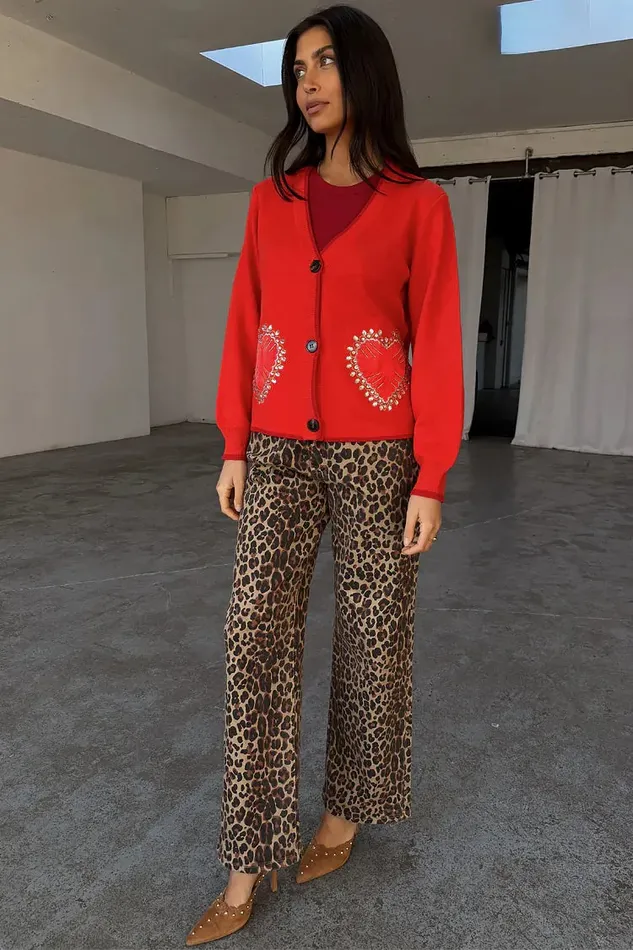 Never Fully Dressed Knitwear Red Heart Cardigan 8211 Women
