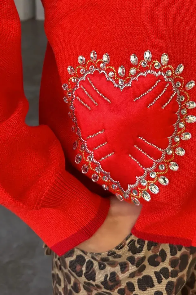 Never Fully Dressed Knitwear Red Heart Cardigan 8211 Women