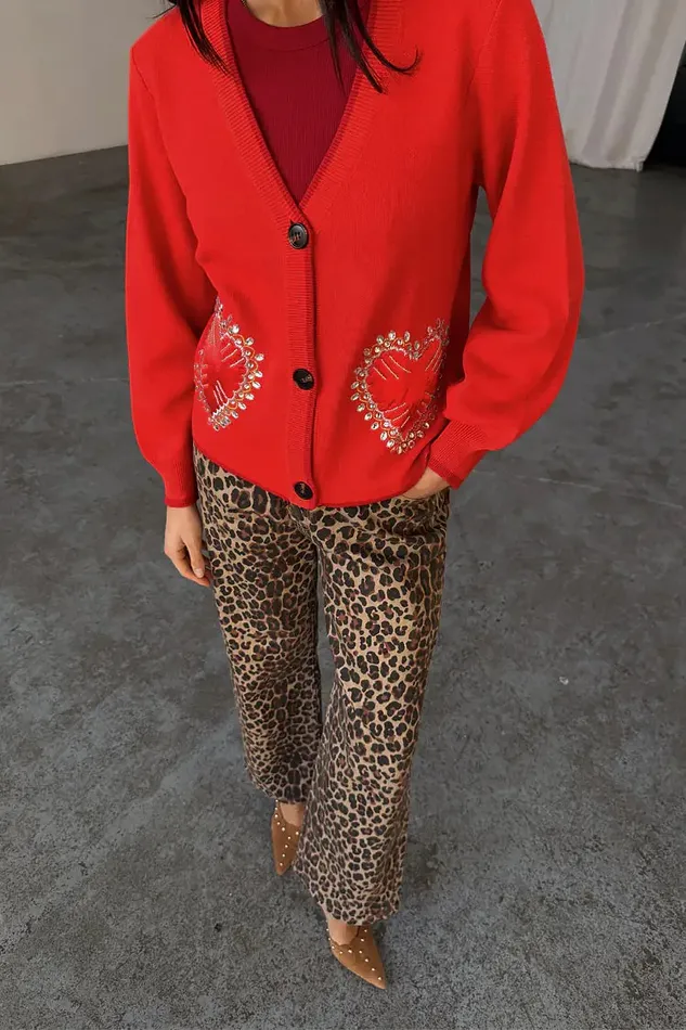 Never Fully Dressed Knitwear Red Heart Cardigan 8211 Women