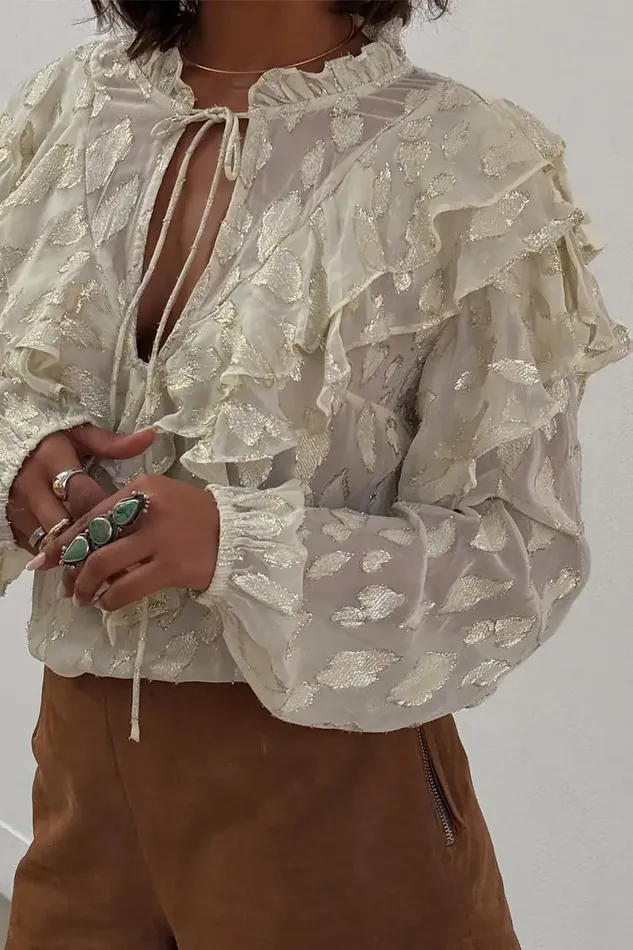 Never Fully Dressed Modest Dressing Cream Jacquard Riley Blouse 8211 Women