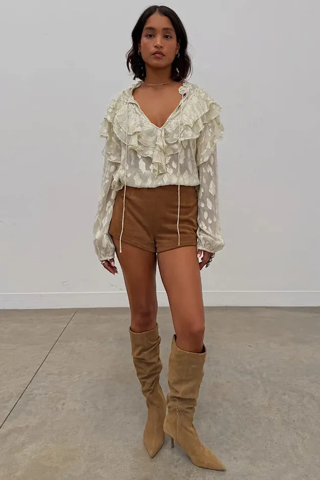 Never Fully Dressed Modest Dressing Cream Jacquard Riley Blouse 8211 Women