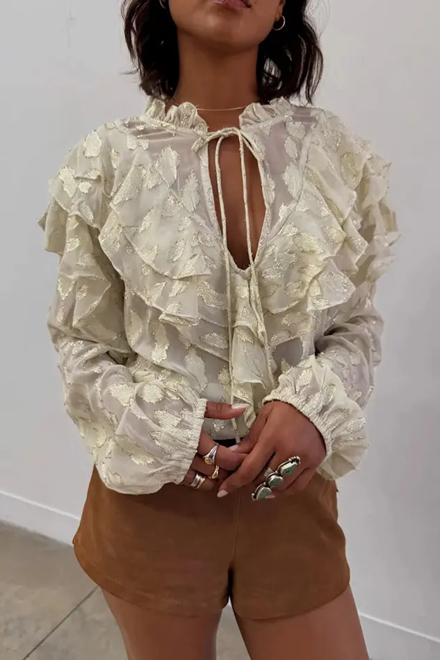 Never Fully Dressed Modest Dressing Cream Jacquard Riley Blouse 8211 Women