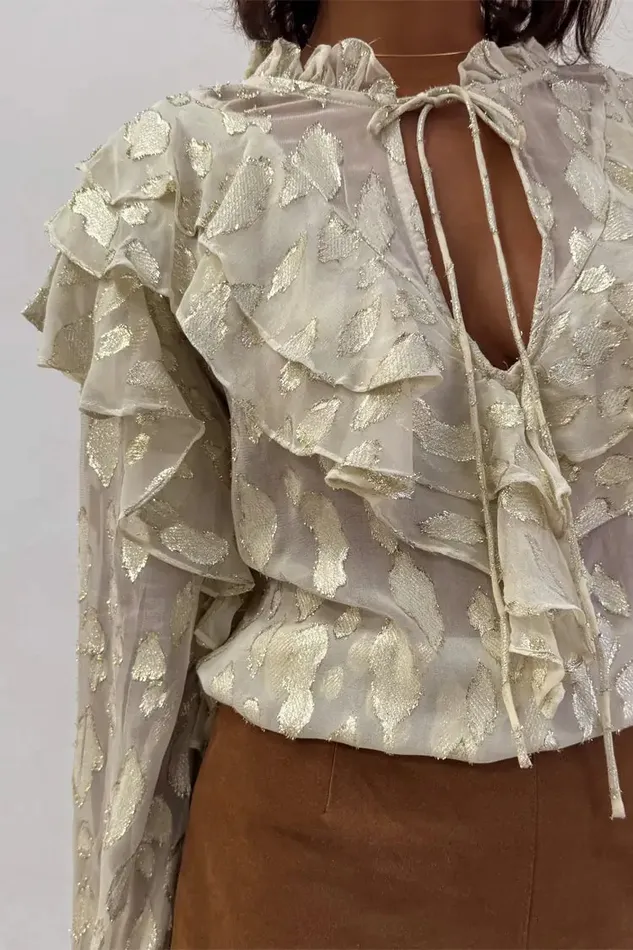 Never Fully Dressed Modest Dressing Cream Jacquard Riley Blouse 8211 Women