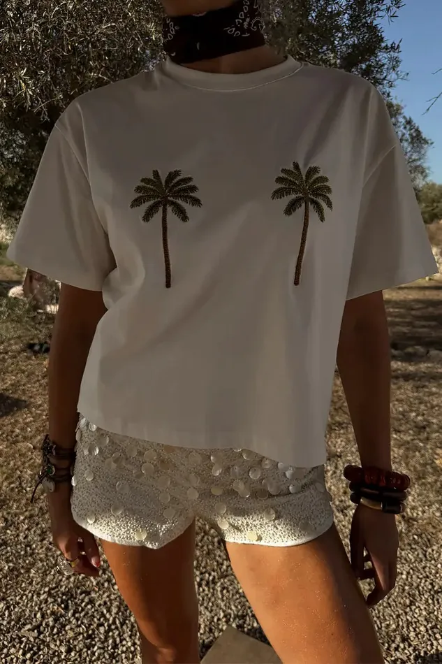Never Fully Dressed Newness Embroidered Palm Boob T Shirt 8211 Women