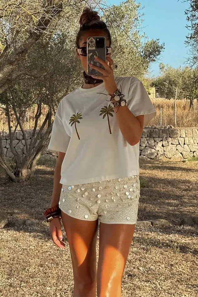 Never Fully Dressed Newness Embroidered Palm Boob T Shirt 8211 Women