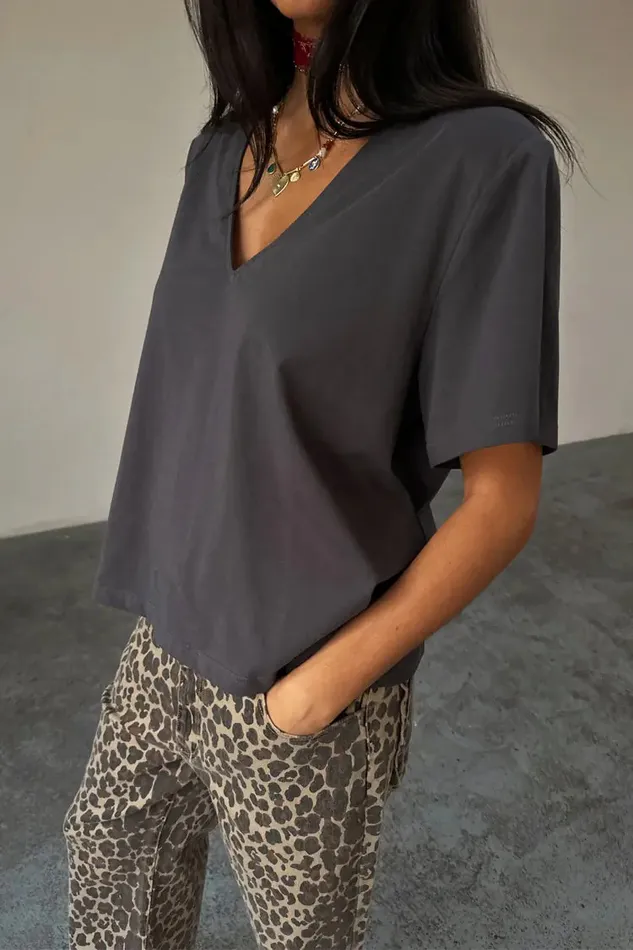 Never Fully Dressed Newness Grey TShirt With Shoulder Pads 8211 Women