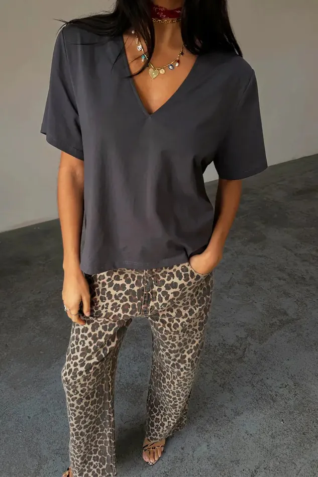 Never Fully Dressed Newness Grey TShirt With Shoulder Pads 8211 Women