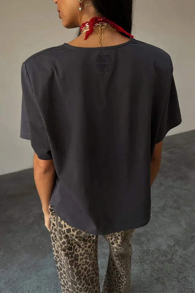 Never Fully Dressed Newness Grey TShirt With Shoulder Pads 8211 Women