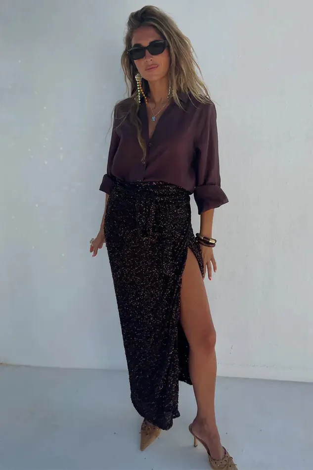Never Fully Dressed Nfd Classics Chocolate Sequin Jaspre Skirt 8211 Women