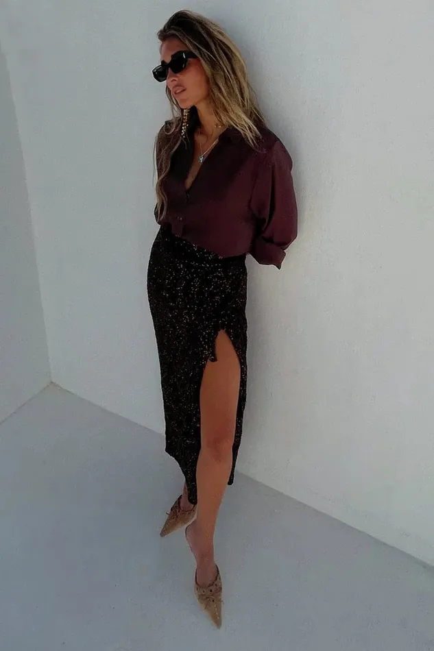 Never Fully Dressed Nfd Classics Chocolate Sequin Jaspre Skirt 8211 Women