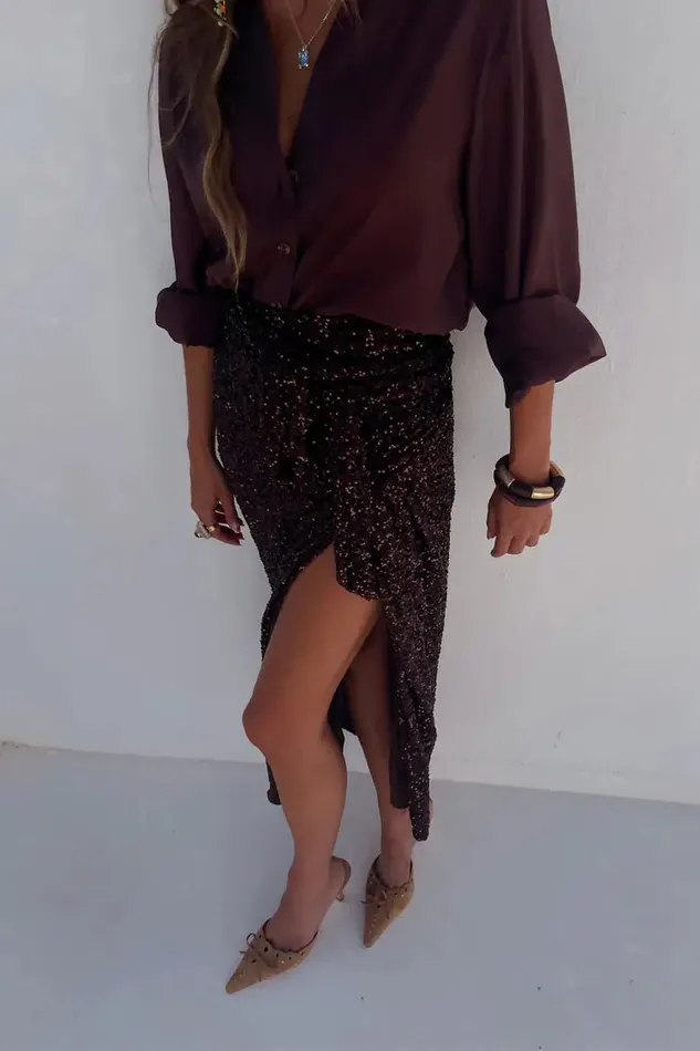 Never Fully Dressed Nfd Classics Chocolate Sequin Jaspre Skirt 8211 Women