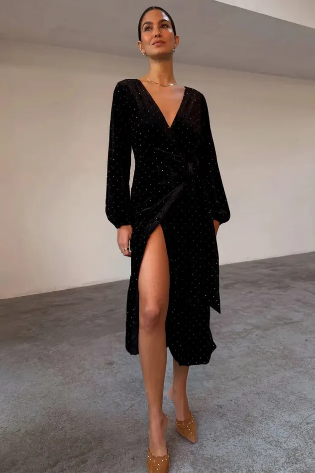 Never Fully Dressed Petite Black Velvet Midi Vienna Dress Petite 8211 Women