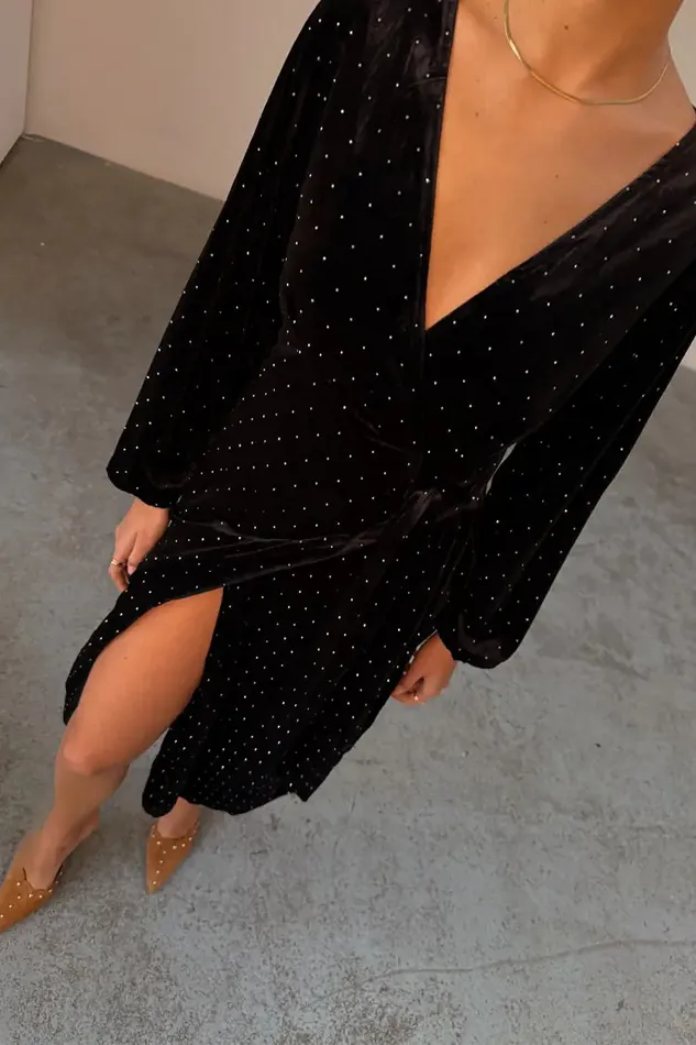 Never Fully Dressed Petite Black Velvet Midi Vienna Dress Petite 8211 Women
