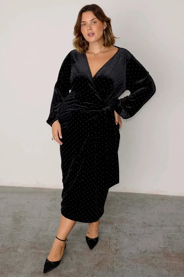 Never Fully Dressed Petite Black Velvet Midi Vienna Dress Petite 8211 Women