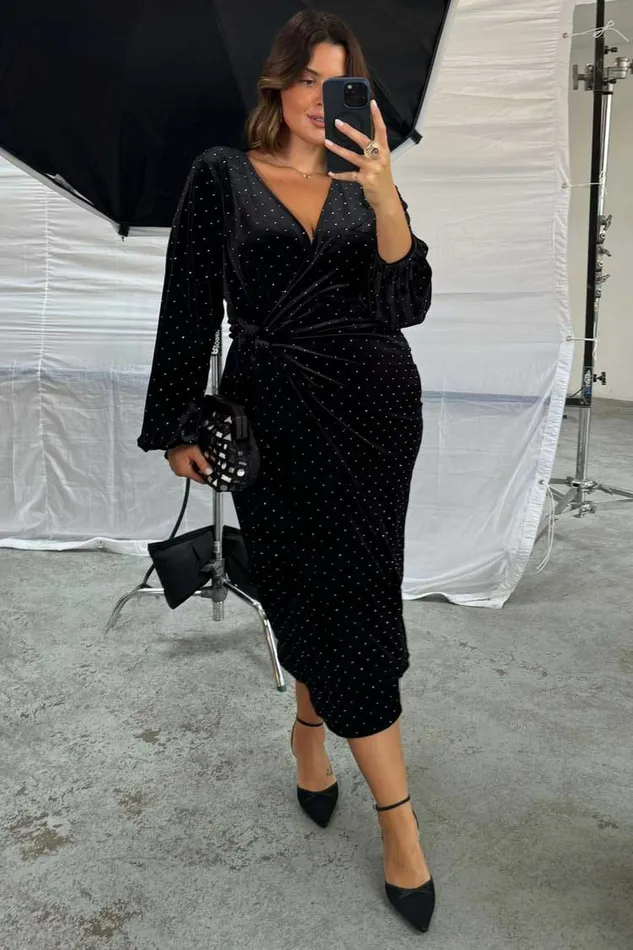 Never Fully Dressed Petite Black Velvet Midi Vienna Dress Petite 8211 Women