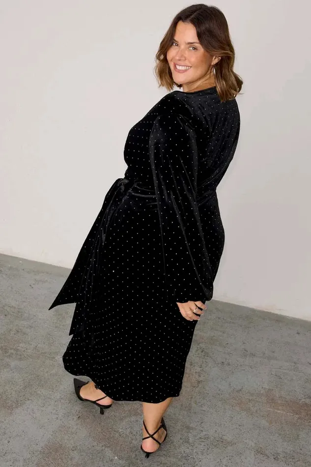 Never Fully Dressed Petite Black Velvet Midi Vienna Dress Petite 8211 Women