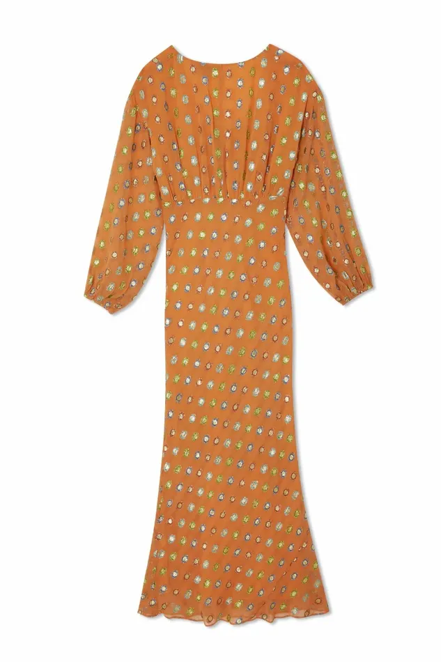 Never Fully Dressed Petite Coral Multi Foil Emma Dress Petite 8211 Women