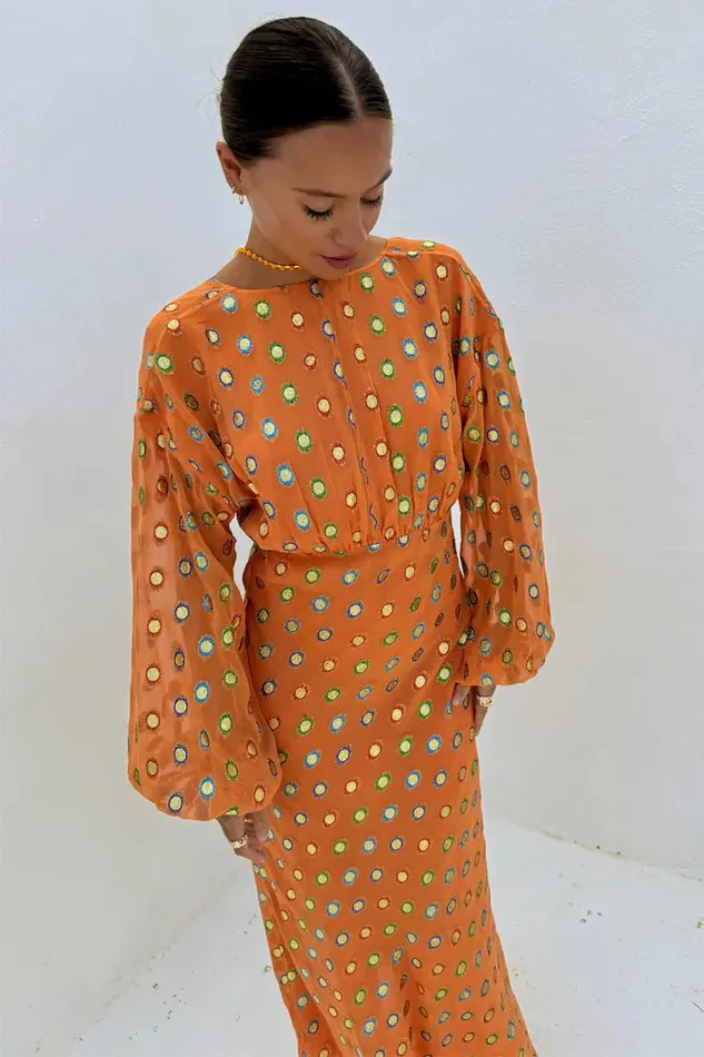 Never Fully Dressed Petite Coral Multi Foil Emma Dress Petite 8211 Women