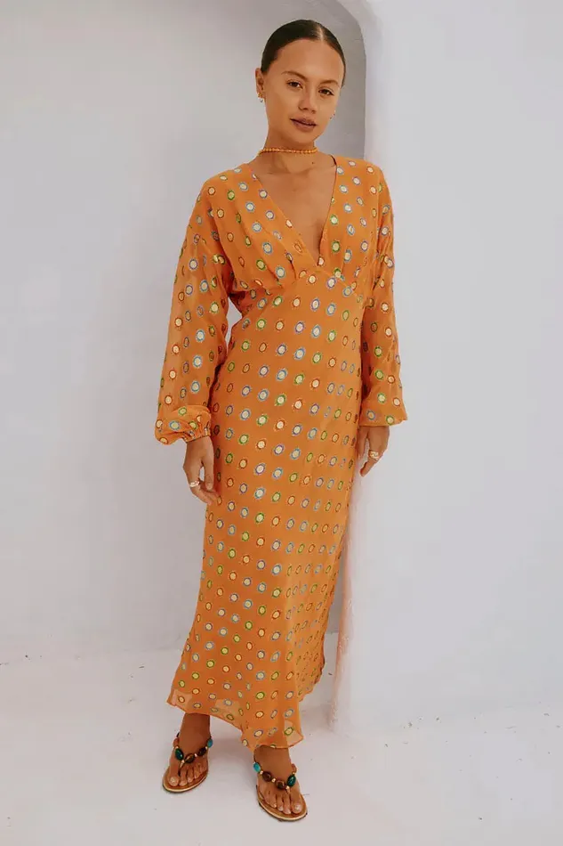Never Fully Dressed Petite Coral Multi Foil Emma Dress Petite 8211 Women