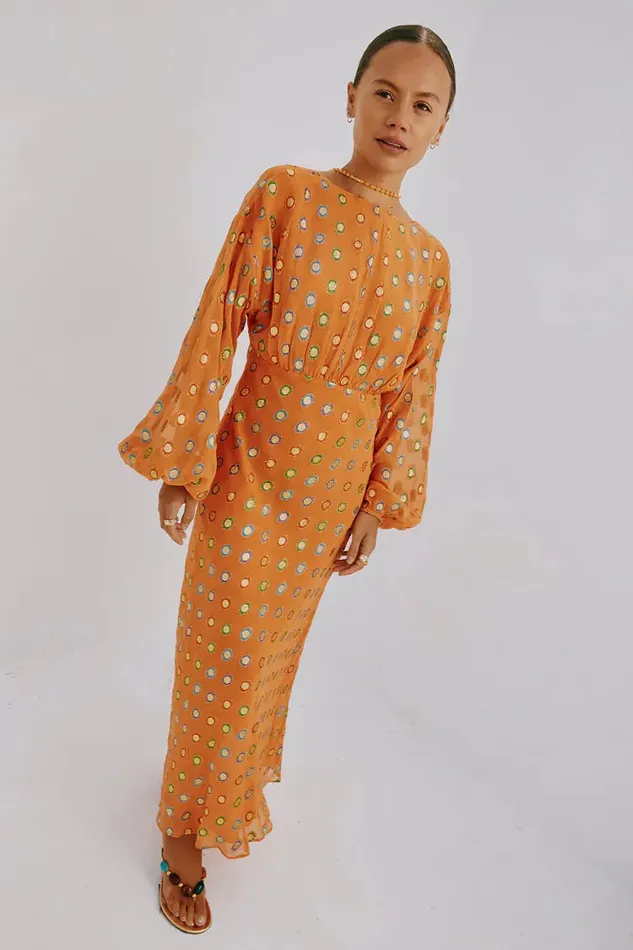 Never Fully Dressed Petite Coral Multi Foil Emma Dress Petite 8211 Women