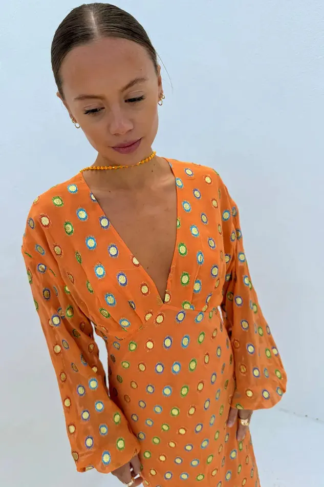 Never Fully Dressed Petite Coral Multi Foil Emma Dress Petite 8211 Women