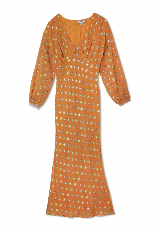 Never Fully Dressed Petite Coral Multi Foil Emma Dress Petite 8211 Women