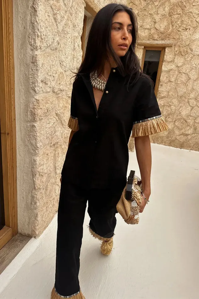 Never Fully Dressed Shirts Black Raffia Shirt 8211 Women