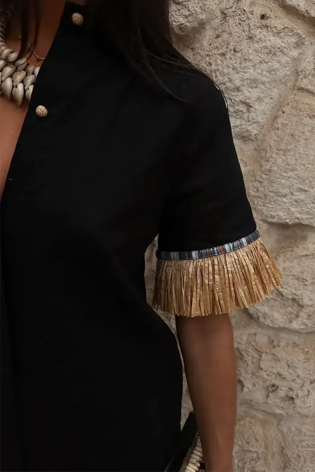 Never Fully Dressed Shirts Black Raffia Shirt 8211 Women