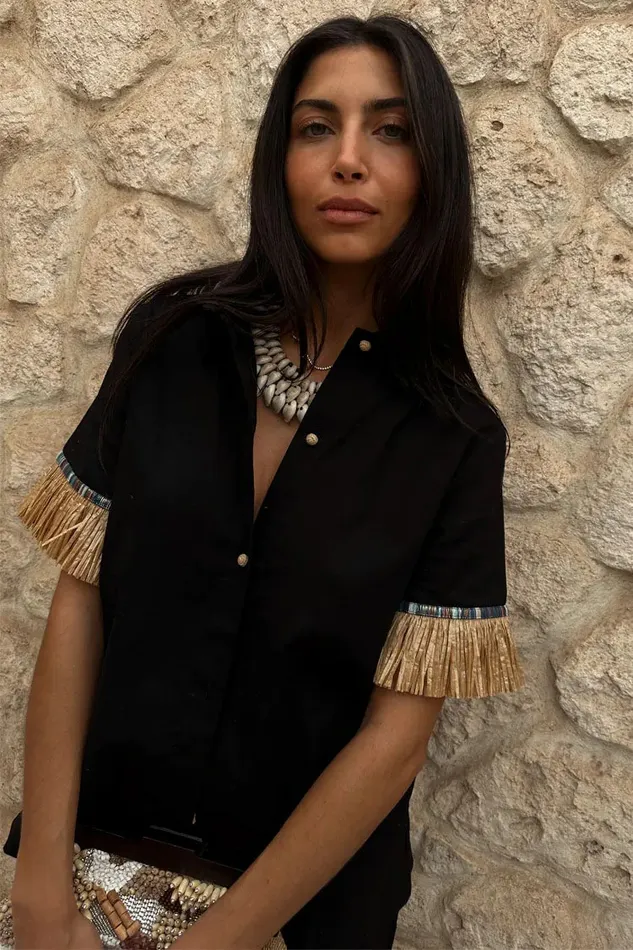 Never Fully Dressed Shirts Black Raffia Shirt 8211 Women