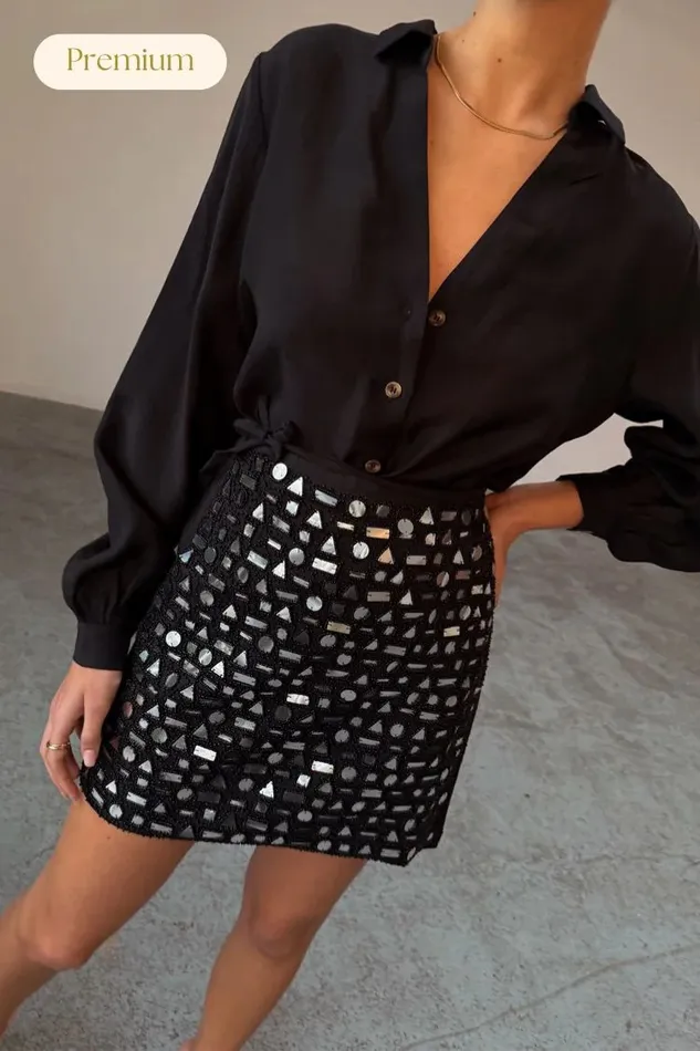 Never Fully Dressed Skirts Black Beaded Mirror Skirt 8211 Women