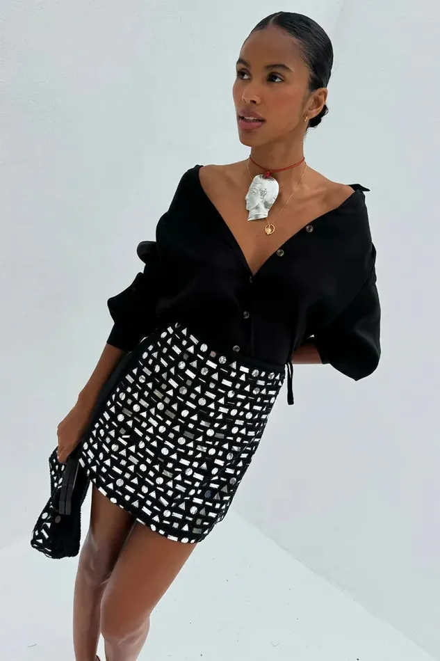 Never Fully Dressed Skirts Black Beaded Mirror Skirt 8211 Women