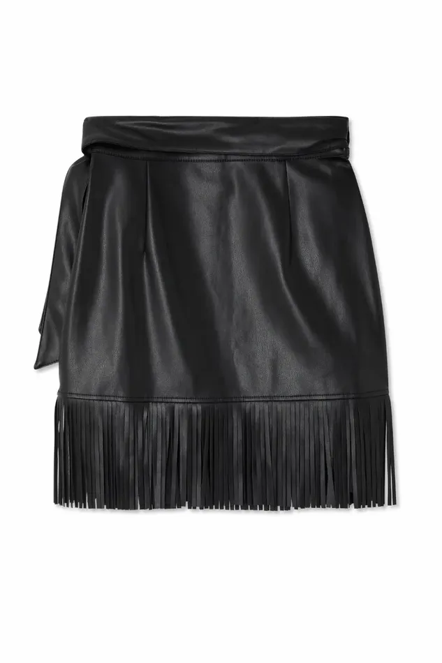 Never Fully Dressed Skirts Black Vegan Leather Mini Fringe Jaspre Skirt 8211 Women