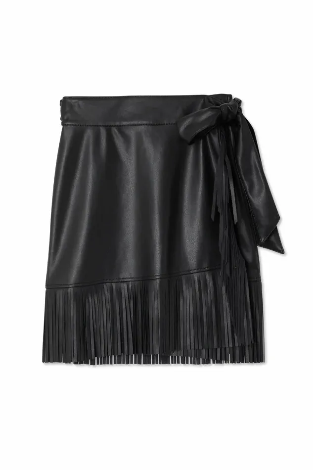 Never Fully Dressed Skirts Black Vegan Leather Mini Fringe Jaspre Skirt 8211 Women